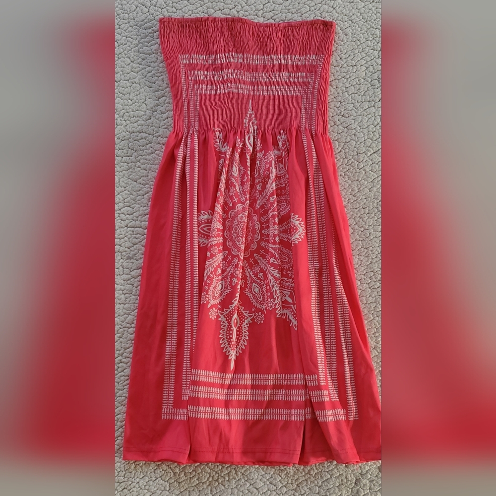 Pink strapless dress / swim suite cover up. Size medium.